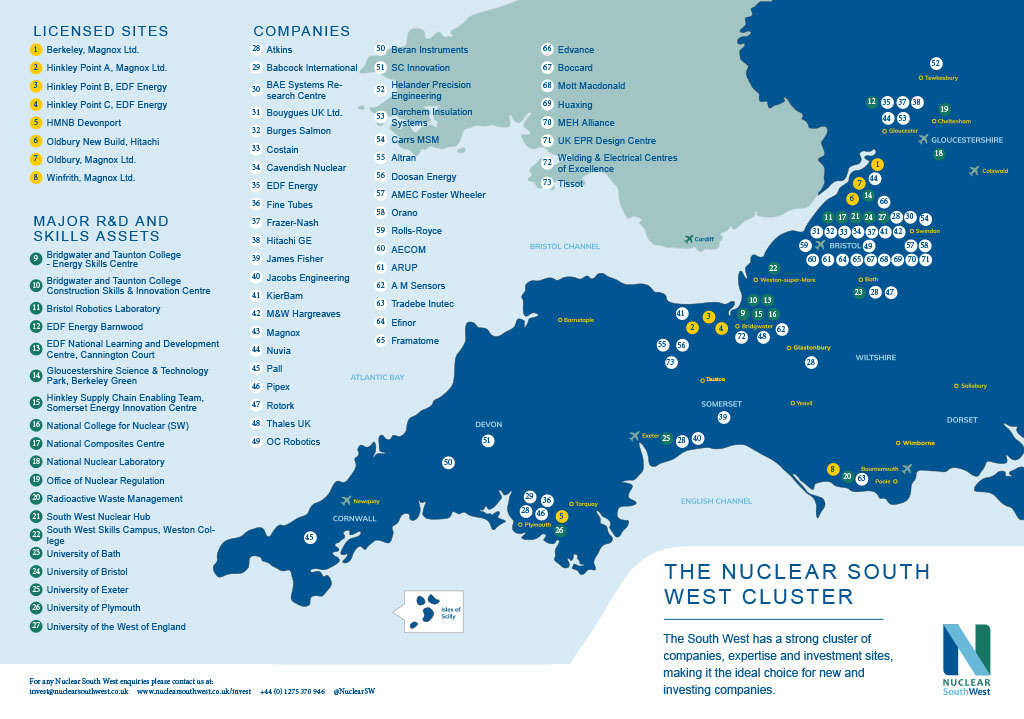 Nuclear south west cluster map